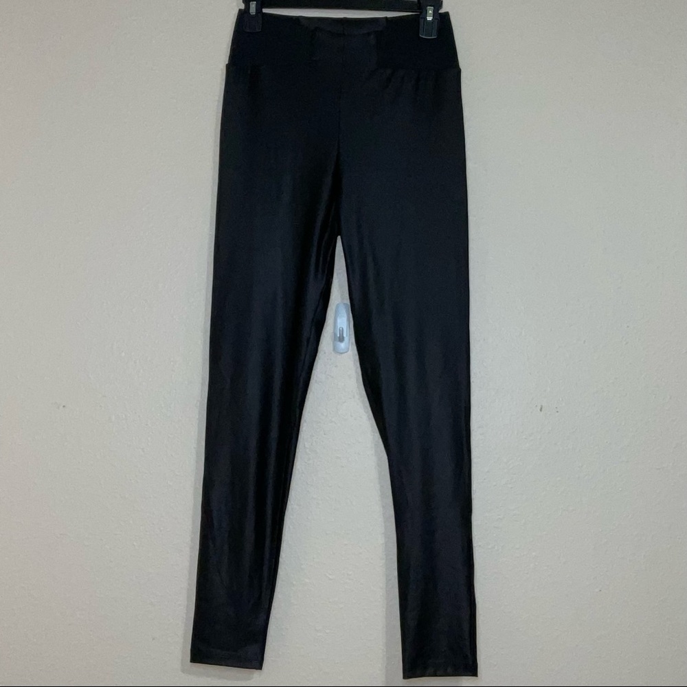 ASOS black leather look leggings.